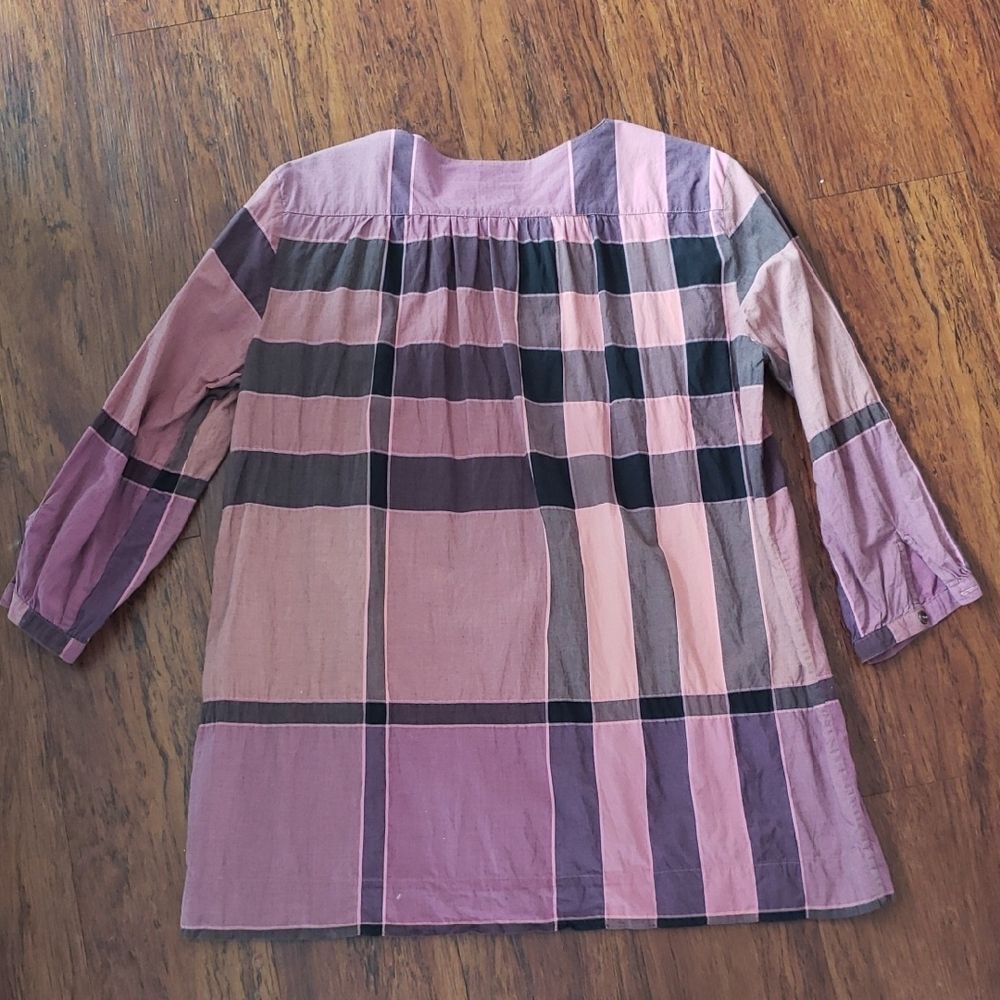 Burberry Nova Check Plaid Tunic Size M Pink Purple Chic Boho Preppy Coastal - Picture 8 of 8